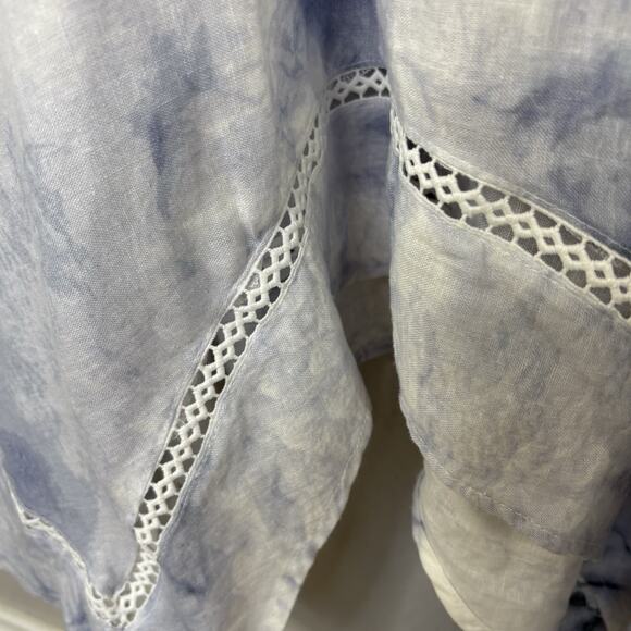 NWT Rachel Zoe Maxi Dress LINEN Blend Handkerchief Hem Tie Dye Coastal Boho Sz L - Picture 5 of 5